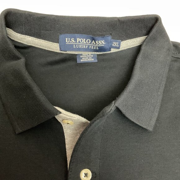 U.S. Polo Assn. Mens Black Luxury Feel Polo Shirt 2XL Short Sleeve Embroidered L - Picture 4 of 6